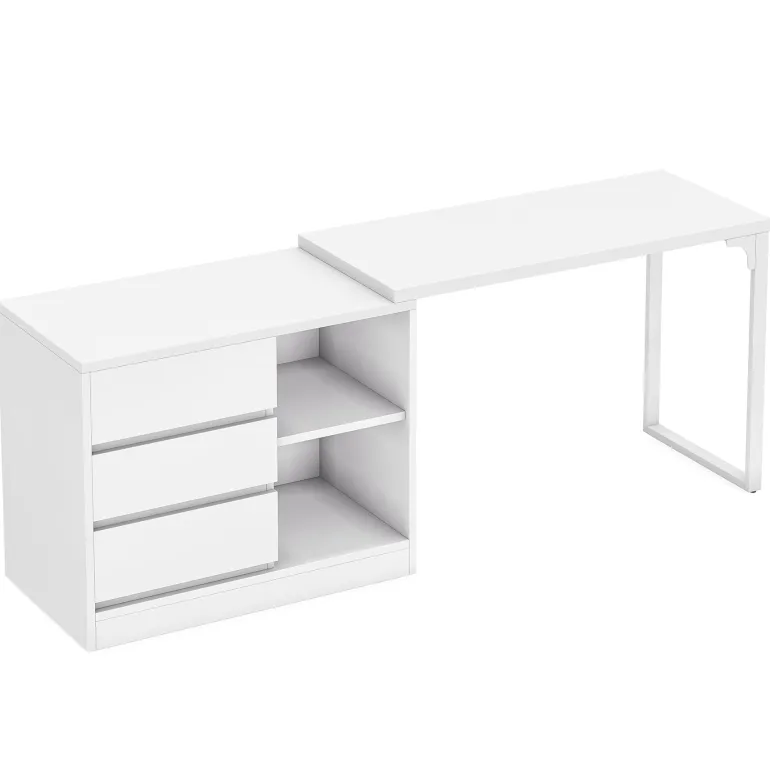 Fashion Tribesigns L - Shaped Computer Desk, Reversible Corner Desk With Drawer Cabinet