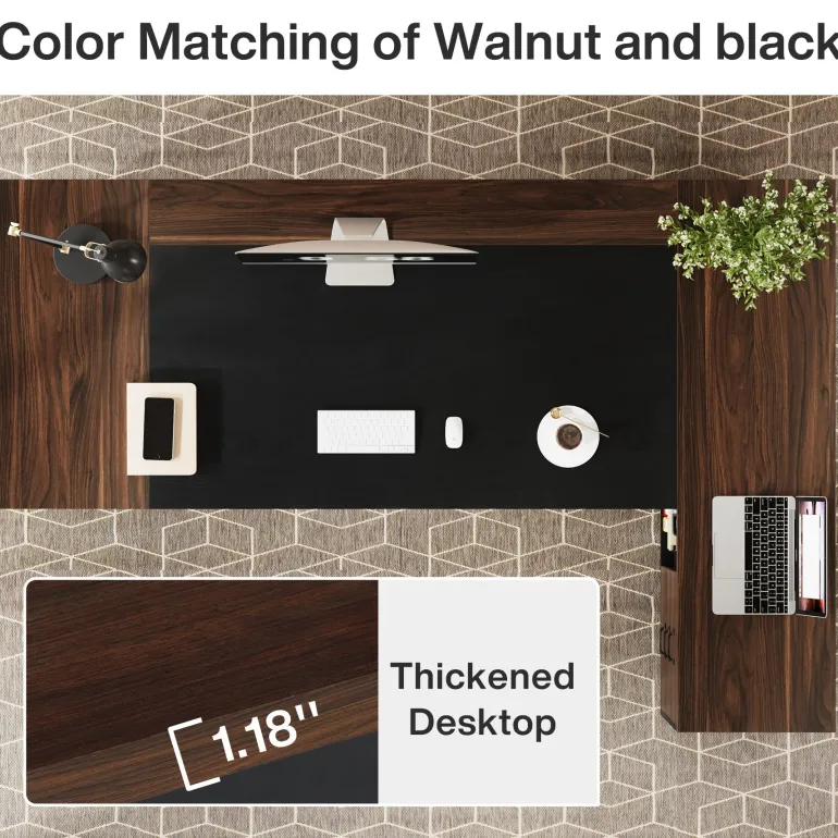 Shop Tribesigns L - Shaped Executive Desk, 78" Office Desk with Drawers and Lateral File Cabinet