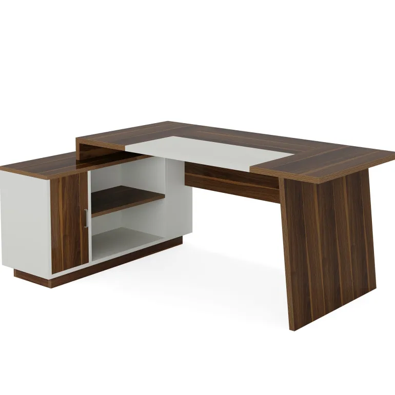 Hot Tribesigns L - Shaped Executive Desk, 70.5" Computer Desk with Cabinet