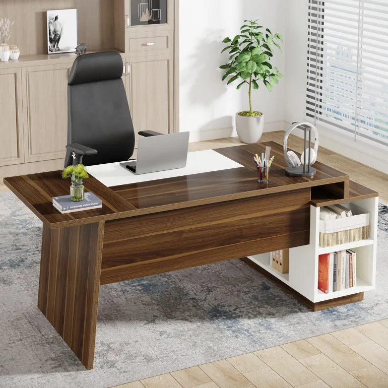 Hot Tribesigns L - Shaped Executive Desk, 70.5" Computer Desk with Cabinet
