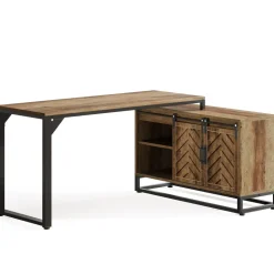 Clearance Tribesigns L - Shaped Executive Desk, 53" Farmhouse Computer Desk Corner Desk with Cabinet