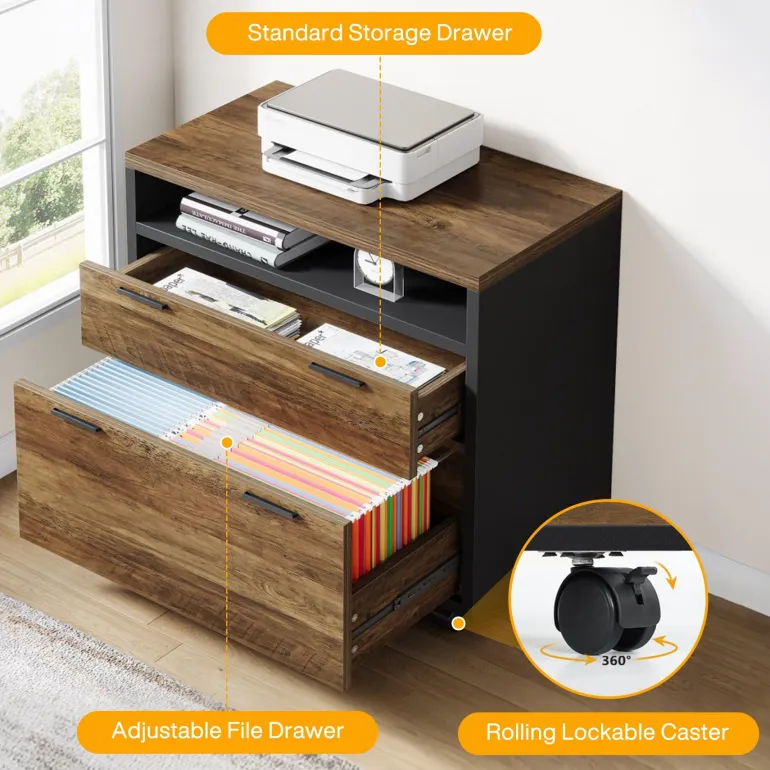Cheap Tribesigns L - Shaped Executive Desk, 63" Computer Desk With File Cabinet