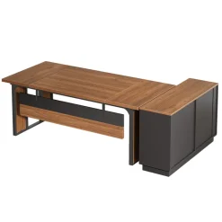 Cheap Tribesigns L - Shaped Executive Desk, 63" Computer Desk Workstation with File Cabinet