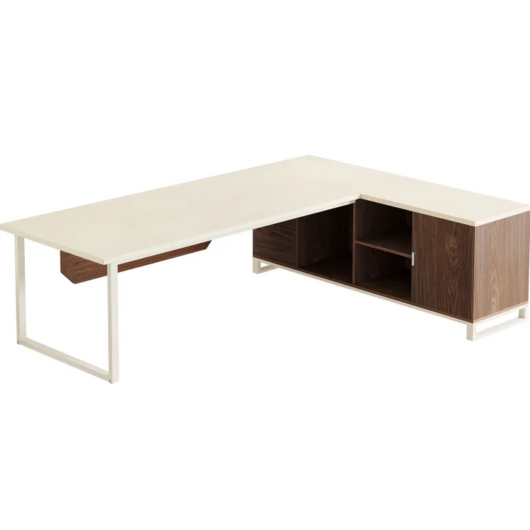 Cheap Tribesigns Large L - Shaped Desk, 70.87" Executive Desk with 55" File Cabinet