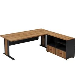 Store Tribesigns Large L - Shaped Desk, 63" Executive Computer Desk with Mobile File Cabinet