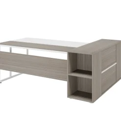 Store Tribesigns Large L - Shaped Desk, 71 inch Executive Desk with Shelves & Cabinet