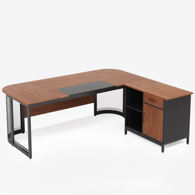 Cheap Tribesigns Large L-Shaped Desk, 63" Executive Desk with 31" Drawer Cabinet