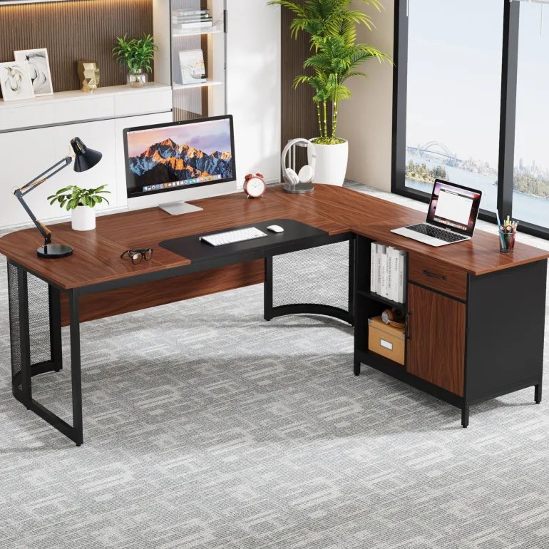 Cheap Tribesigns Large L-Shaped Desk, 63" Executive Desk with 31" Drawer Cabinet