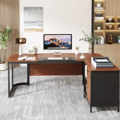 Cheap Tribesigns Large L-Shaped Desk, 63