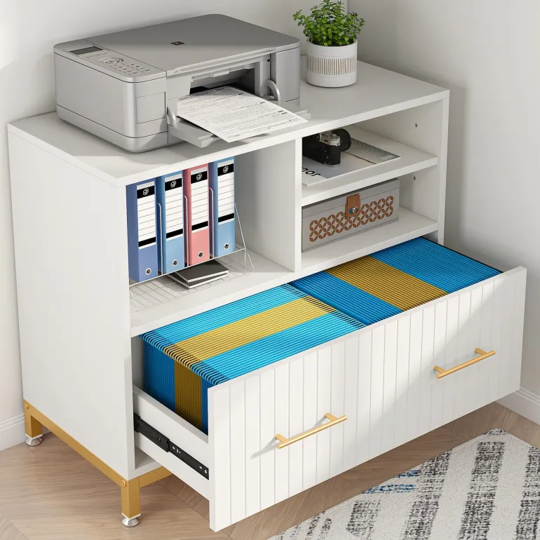 Flash Sale Tribesigns Lateral File Cabinet Printer Stand with Drawer & Open Storage Spaces