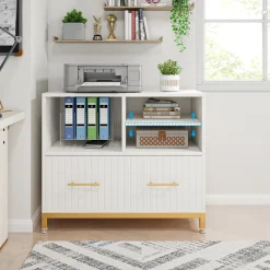 Flash Sale Tribesigns Lateral File Cabinet Printer Stand with Drawer & Open Storage Spaces