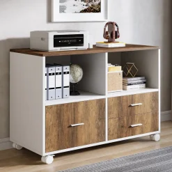 Outlet Tribesigns Lockable File Cabinet Printer Stand with Drawers & Caster