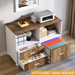 Outlet Tribesigns Lockable File Cabinet Printer Stand with Drawers & Caster