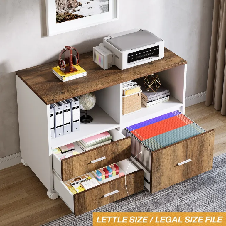 Outlet Tribesigns Lockable File Cabinet Printer Stand with Drawers & Caster