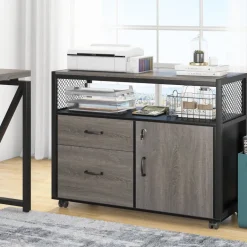 Outlet Tribesigns Lockable File Cabinet Printer Stand with Drawers & Caster