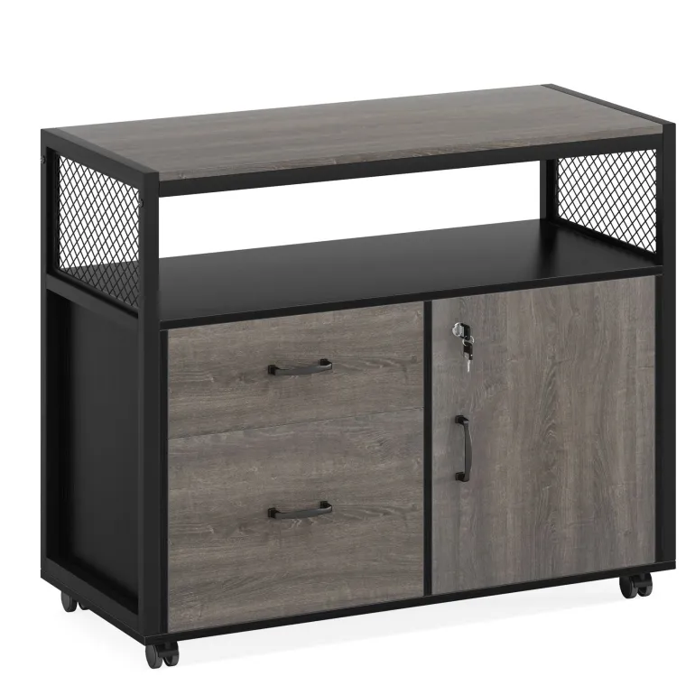 Outlet Tribesigns Lockable File Cabinet Printer Stand with Drawers & Caster