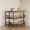 Clearance Tribesigns L-Shaped Bar Unit, 3 Tier Liquor Bar Table with Wine Glasses Holder
