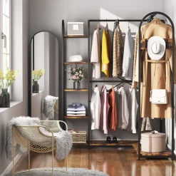 Discount Tribesigns L-Shaped Clothes Rack, Corner Garment Rack with Storage Shelves