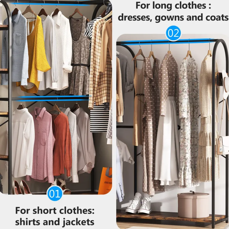 Discount Tribesigns L-Shaped Clothes Rack, Corner Garment Rack with Storage Shelves