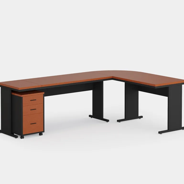 Fashion Tribesigns L-Shaped Desk, 83" Corner Executive Desk with Mobile File Cabinet