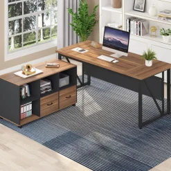 Discount Tribesigns L-Shaped Desk, 55