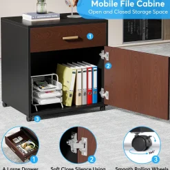 Online Tribesigns L-Shaped Desk, 70.8’’ Executive Desk with Mobile File Cabinet