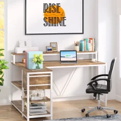 Flash Sale Tribesigns L-Shaped Desk, Industrial Corner Desk with Drawer & Storage Shelves
