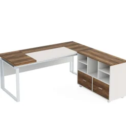 Discount Tribesigns L-Shaped Executive Desk, 63