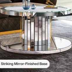 Clearance Tribesigns Mirrored Coffee Table, 29.5