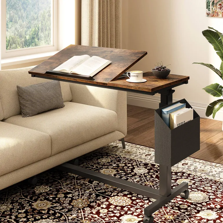 Shop Tribesigns Mobile C Table, Height Adjustable End Table Sofa Snack Table