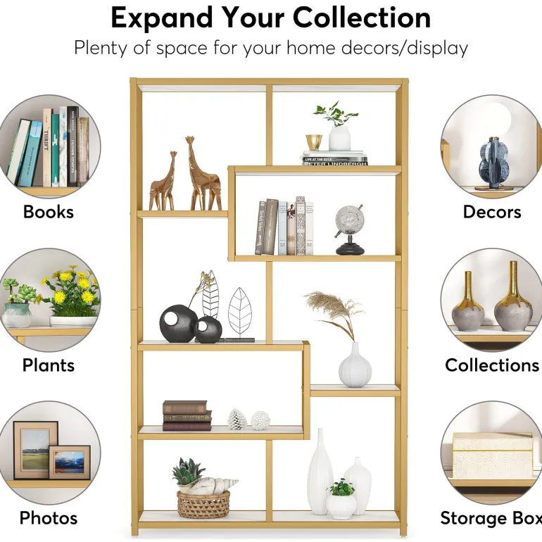 Online Tribesigns Modern Bookshelf, 8 - Open Shelf Etagere Bookcase Storage Organizer