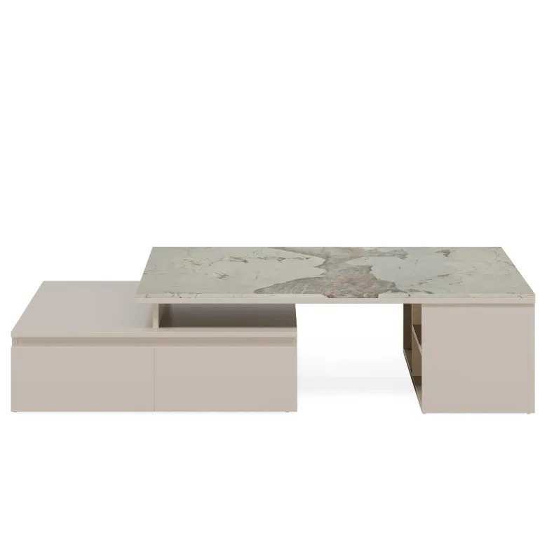 Shop Tribesigns Modern Coffee Table, Extendable Tabletop Center Table with 4 Drawers & Storage Shelf
