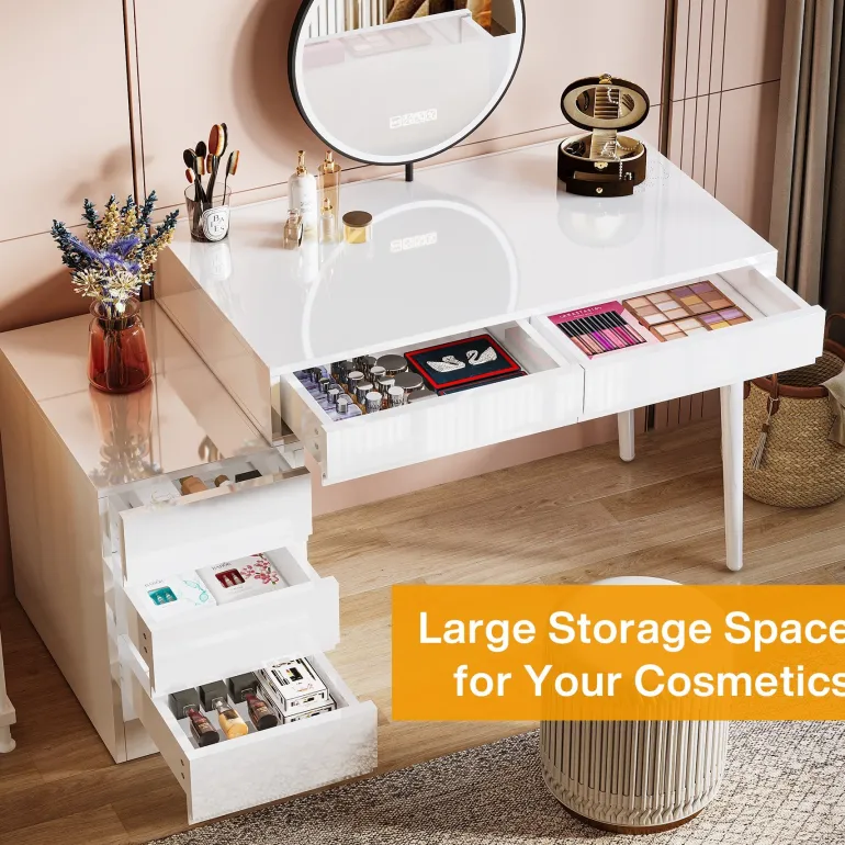 Best Tribesigns Modern Computer Desk Home Office Desk with 5 Storage Drawers