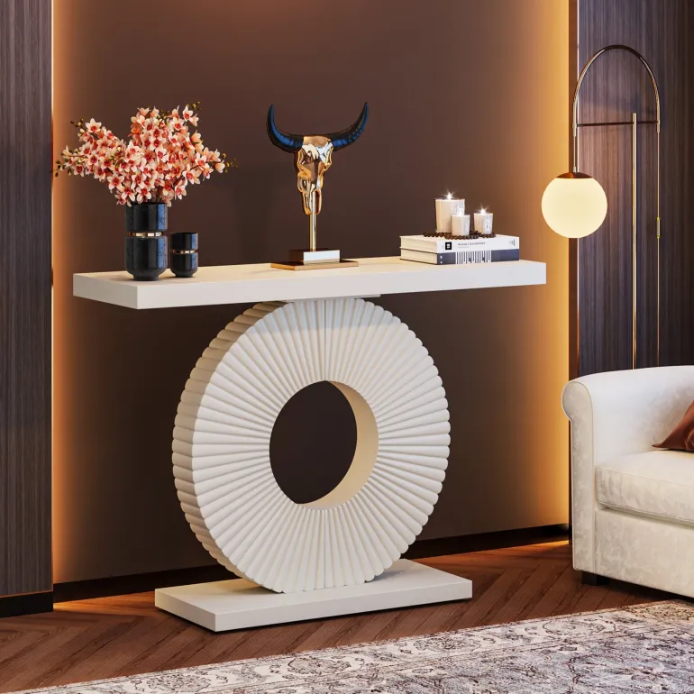 Clearance Tribesigns Modern Console Table 40" Wood Sofa Table with Geometric Base