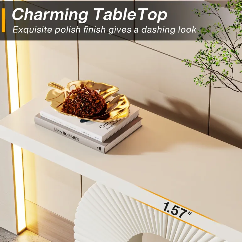 Clearance Tribesigns Modern Console Table 40" Wood Sofa Table with Geometric Base