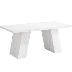 Cheap Tribesigns Modern Dining Table, 63" Faux Marble Kitchen Dinner Table for 4 - 6