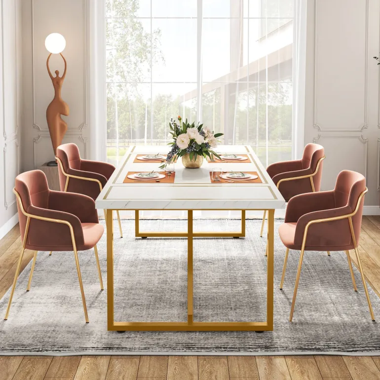 Cheap Tribesigns Modern Dining Table, 70.9" Rectangle Dinner Table for 6-8 People
