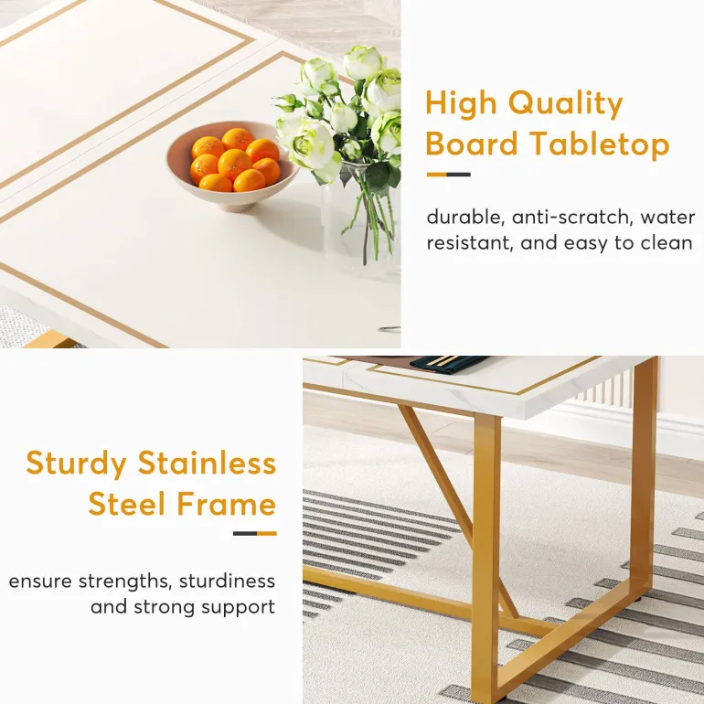 Cheap Tribesigns Modern Dining Table, 70.9" Rectangle Dinner Table for 6-8 People