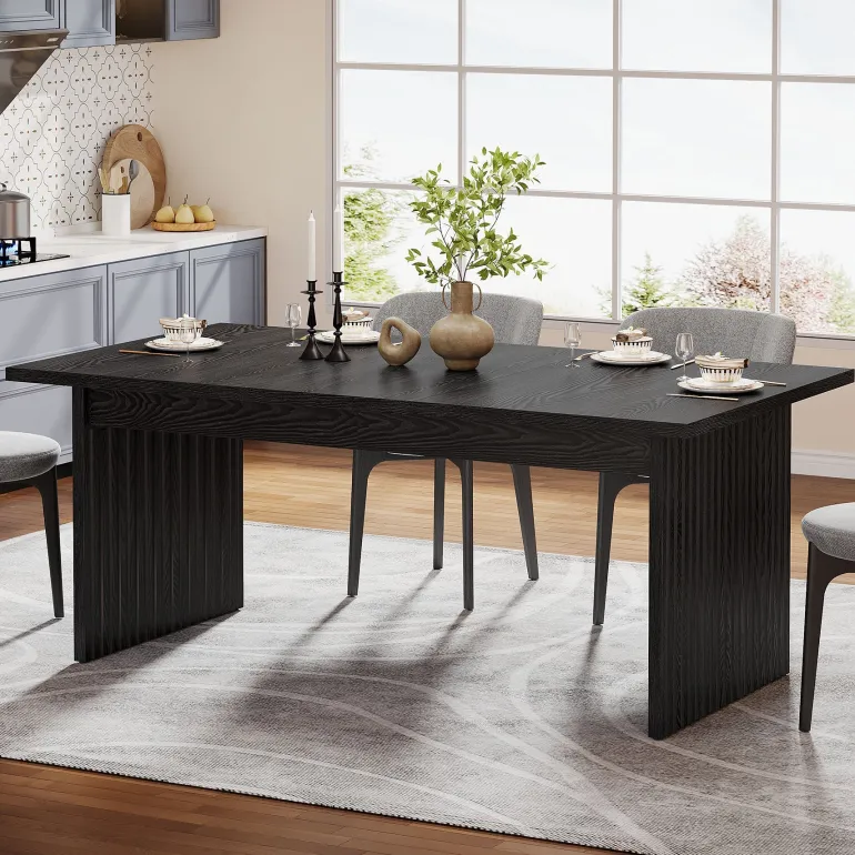 Best Sale Tribesigns Modern Dining Table, 63" Rectangular Kitchen Table for 6 People