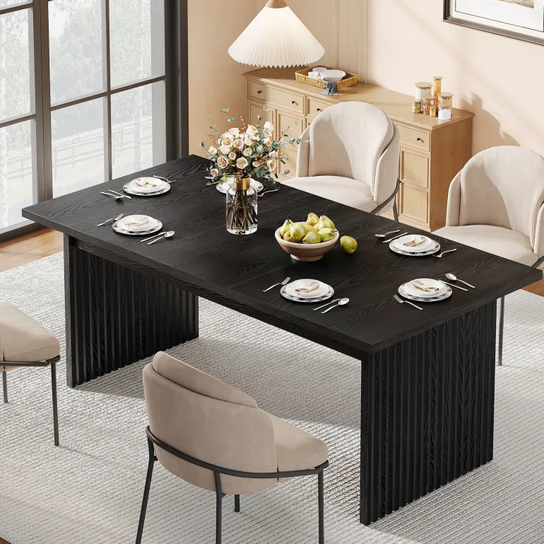 Best Sale Tribesigns Modern Dining Table, 63" Rectangular Kitchen Table for 6 People