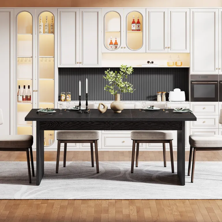 Best Sale Tribesigns Modern Dining Table, 63" Rectangular Kitchen Table for 6 People