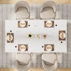 Best Sale Tribesigns Modern Dining Table, Rectangle Kitchen Table Dinner Table for 6 People