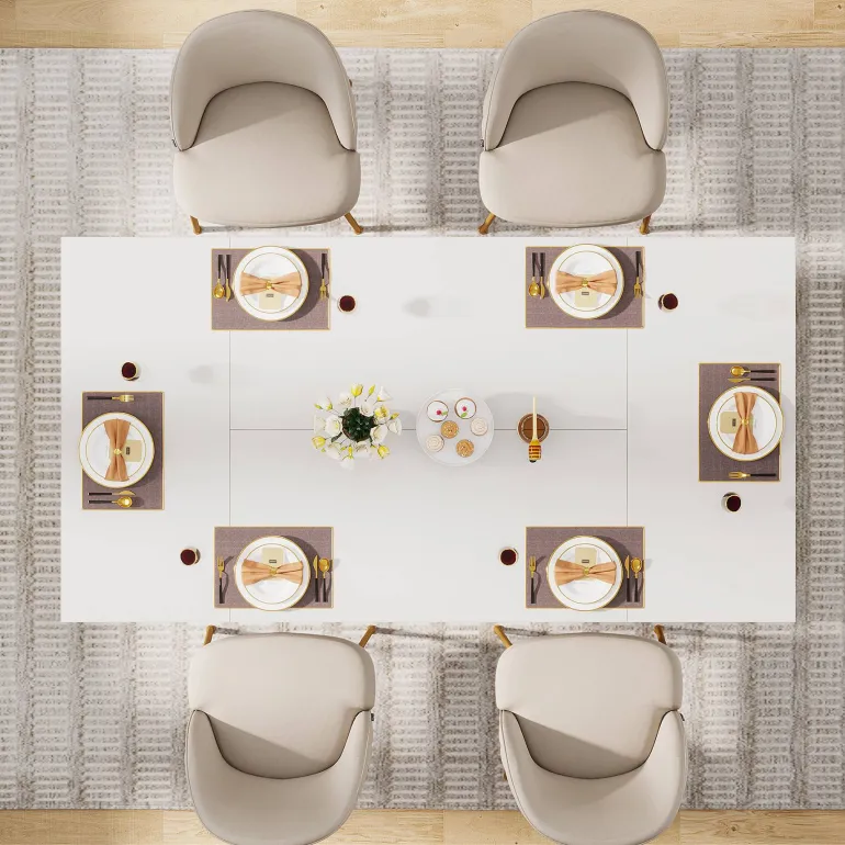 Best Sale Tribesigns Modern Dining Table, Rectangle Kitchen Table Dinner Table for 6 People
