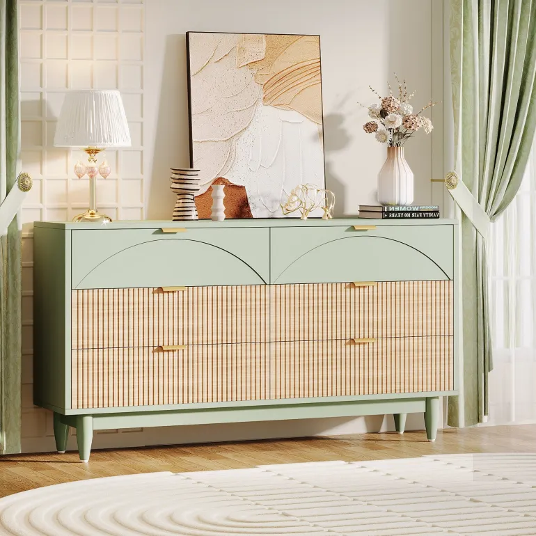 Clearance Tribesigns Modern 6-Drawer Dresser, 55 Inches Storage Chest of Drawers