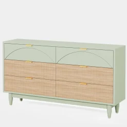 Clearance Tribesigns Modern 6-Drawer Dresser, 55 Inches Storage Chest of Drawers