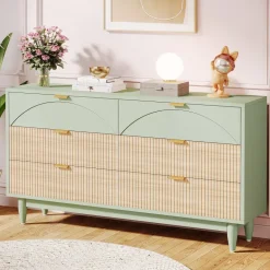 Clearance Tribesigns Modern 6-Drawer Dresser, 55 Inches Storage Chest of Drawers