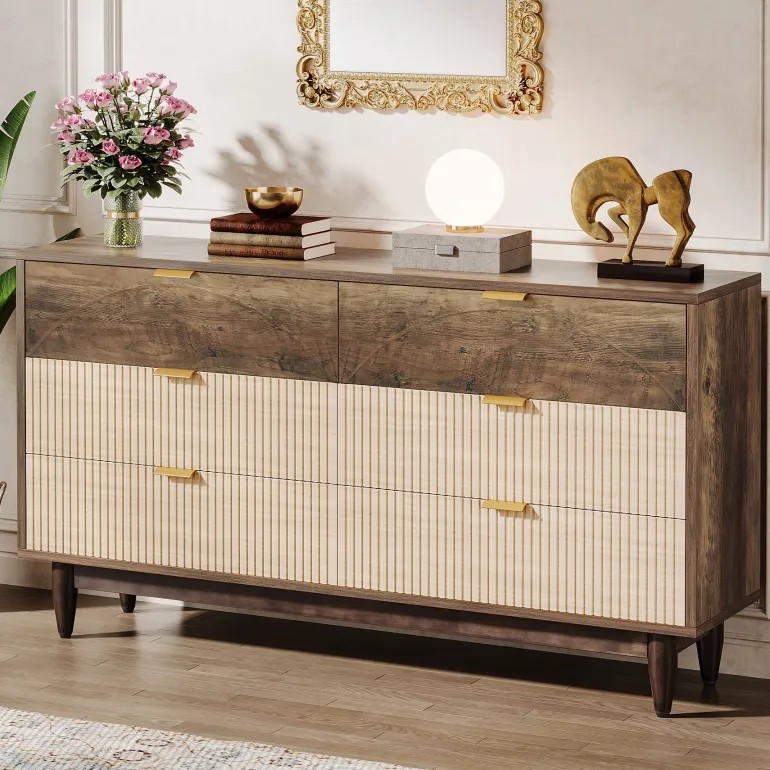 Clearance Tribesigns Modern 6-Drawer Dresser, 55 Inches Storage Chest of Drawers