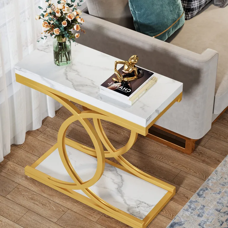 Cheap Tribesigns Modern End Table, Faux Marble Side Table Bedside Accent Table