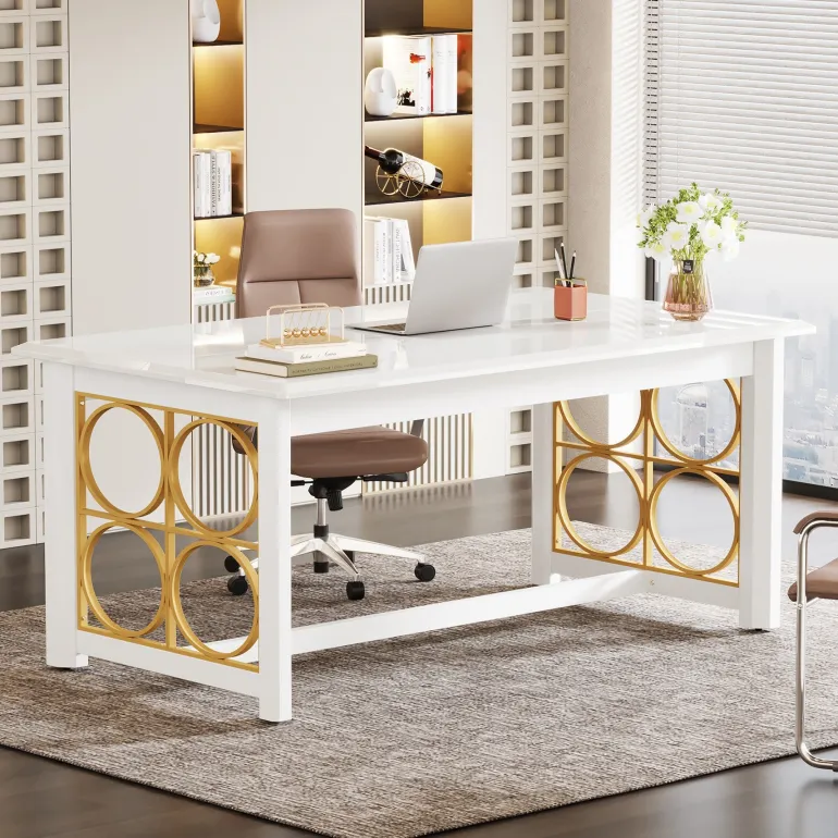 Fashion Tribesigns Modern Executive Desk, 63" Computer Desk Conference Table