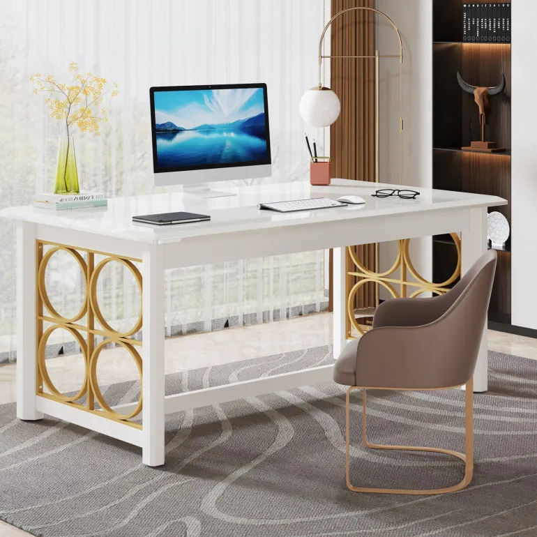 Fashion Tribesigns Modern Executive Desk, 63" Computer Desk Conference Table